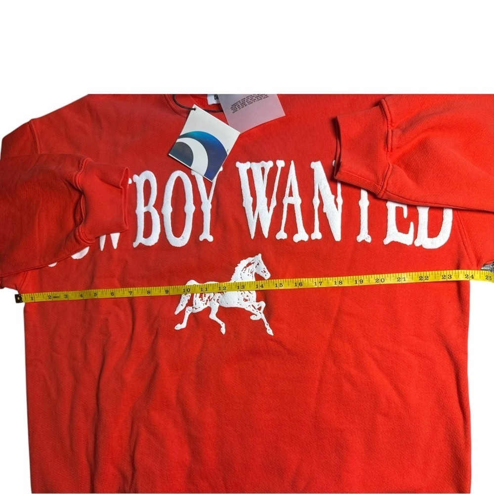 NEW DAYDREAMER  Revolve Cowboy Wanted Boyfriend Crew in Cherry Red Sweatshirt - Picture 9 of 11